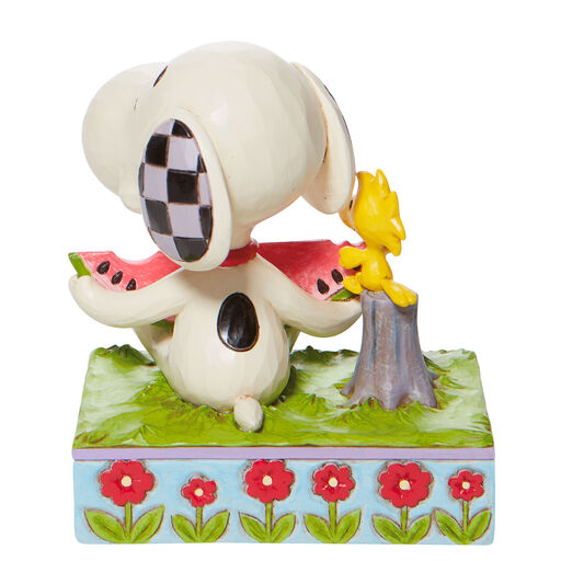 Jim Shore Peanuts Snoopy & Woodstock Sharing Watermelon Figurine, 4.625", 