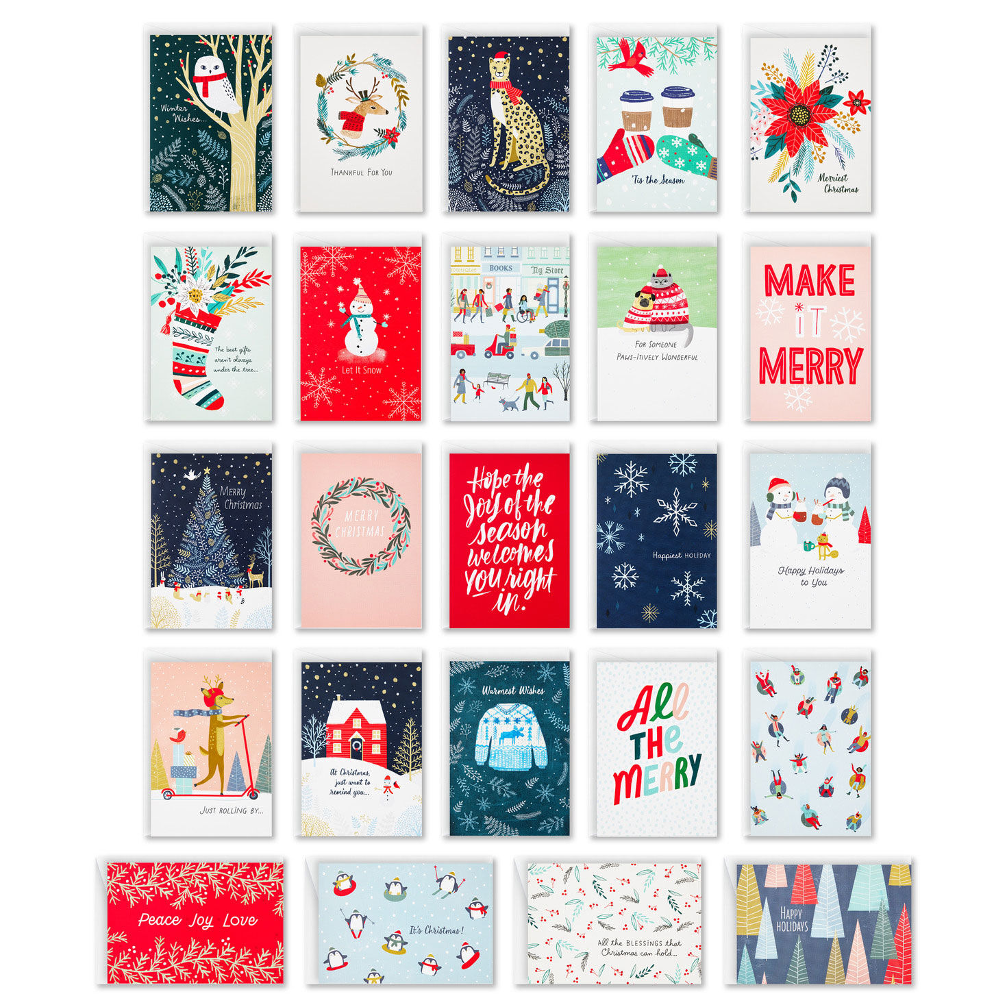 Winter Whimsy Assorted Christmas Cards, Box of 24