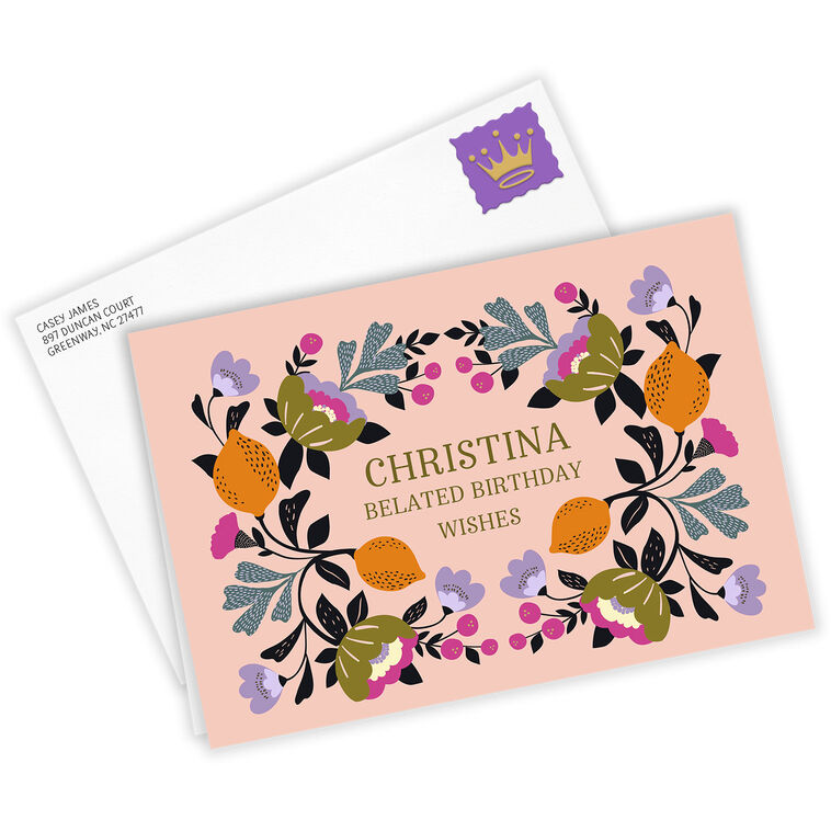 Florals on Pink Custom Card, , large image number 2
