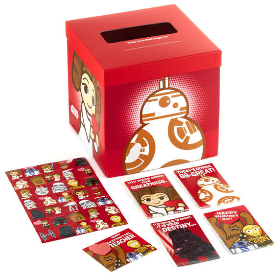 Star Wars™ Kids Classroom Valentines Set With Cards, Stickers and Mailbox