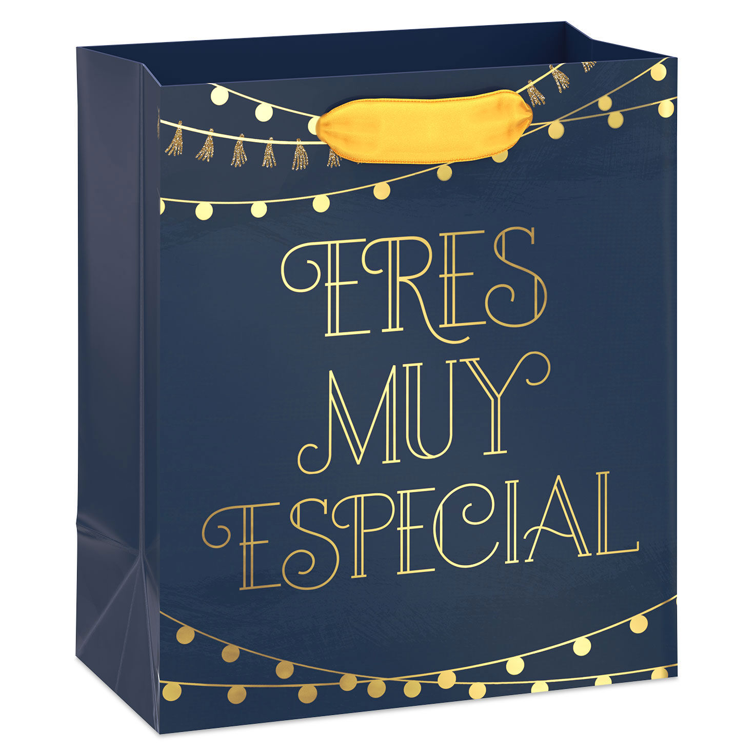 6.5" Eres Muy Especial Gold on Navy Small Gift Bag
