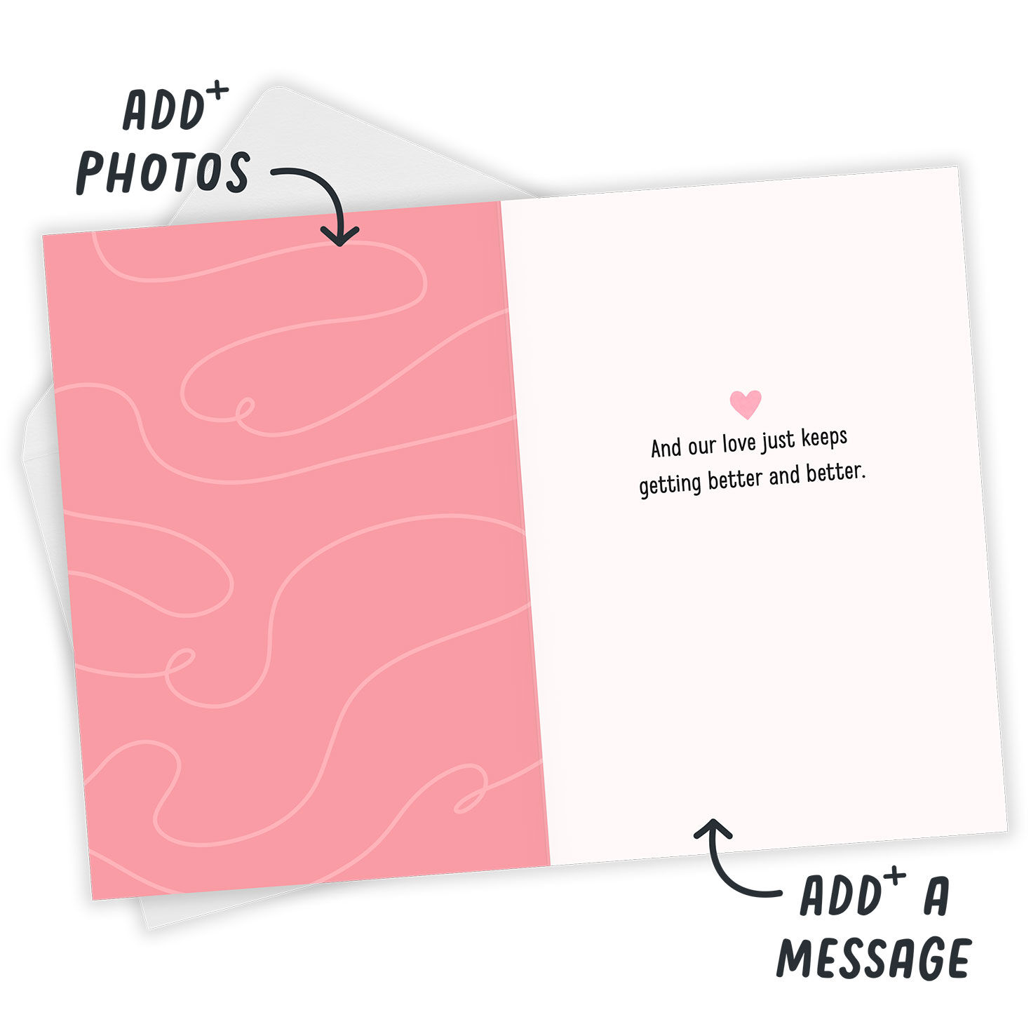 Pen Writing Hallmark Love Story Personalized Card Open Card with Envelope indicating personalization image number 3