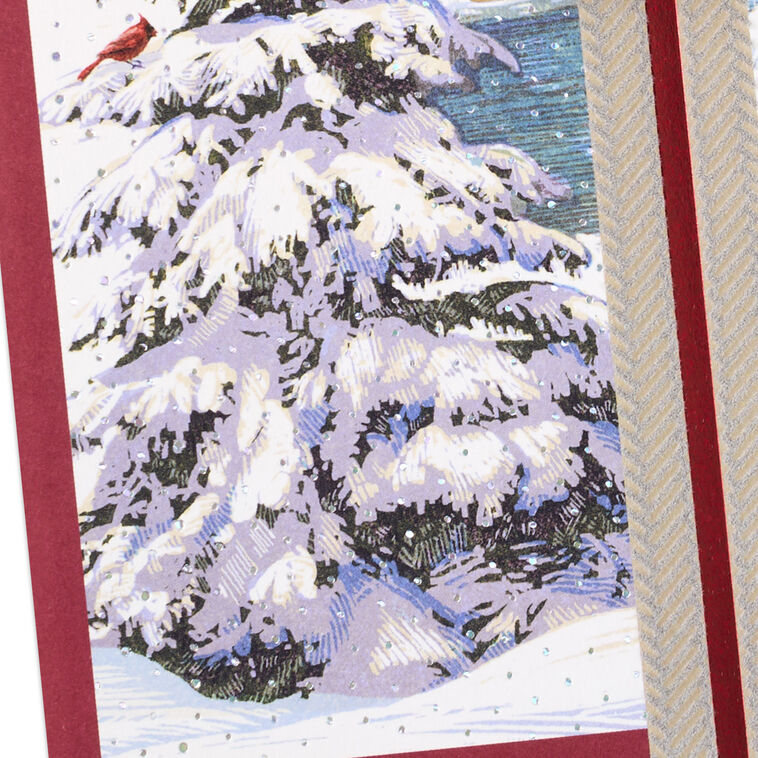 Cardinal in Snowy Tree Son Christmas Card Card Front Detail image number 5