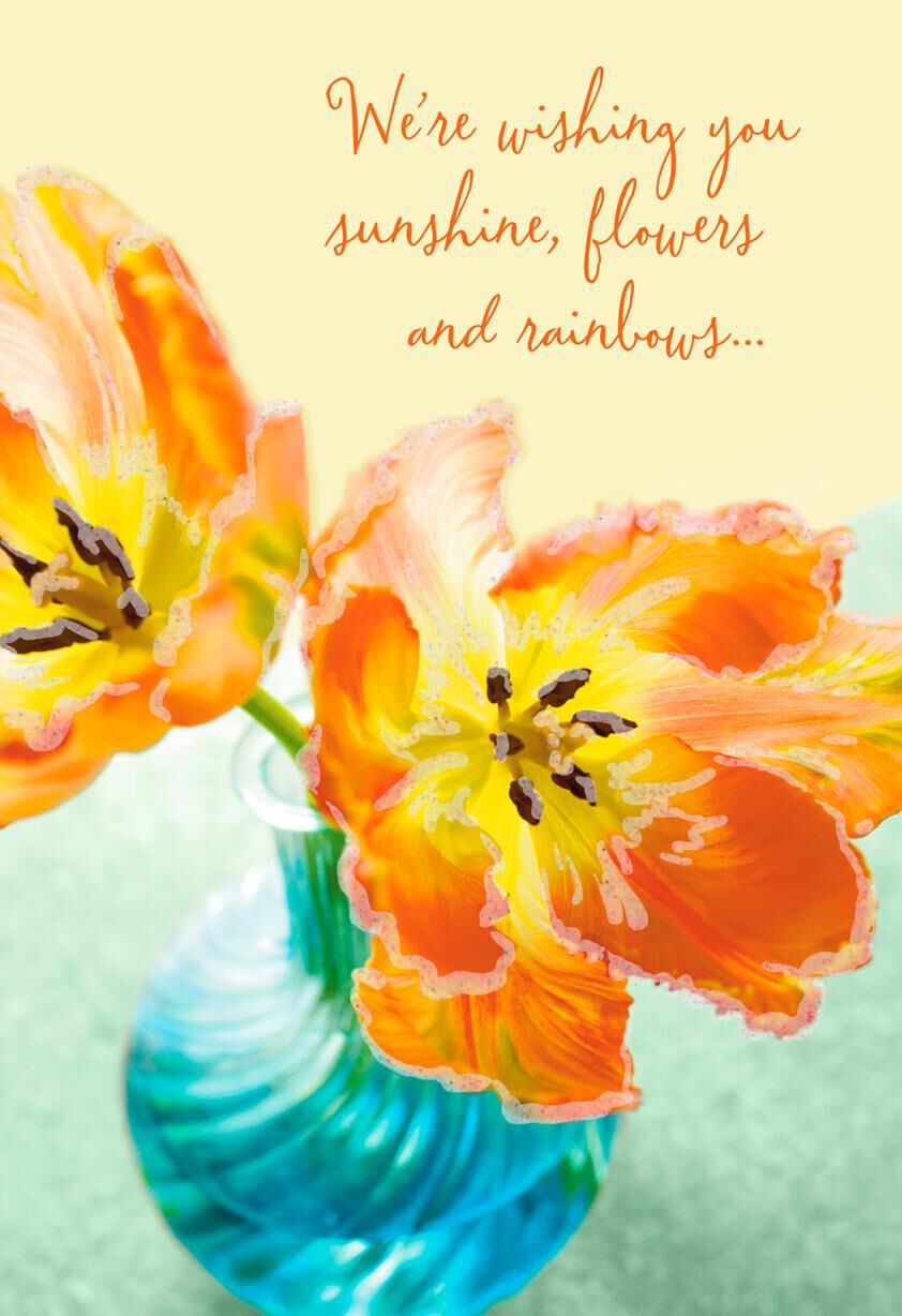 Sunshine, Flowers and Rainbows Birthday Card From Us
