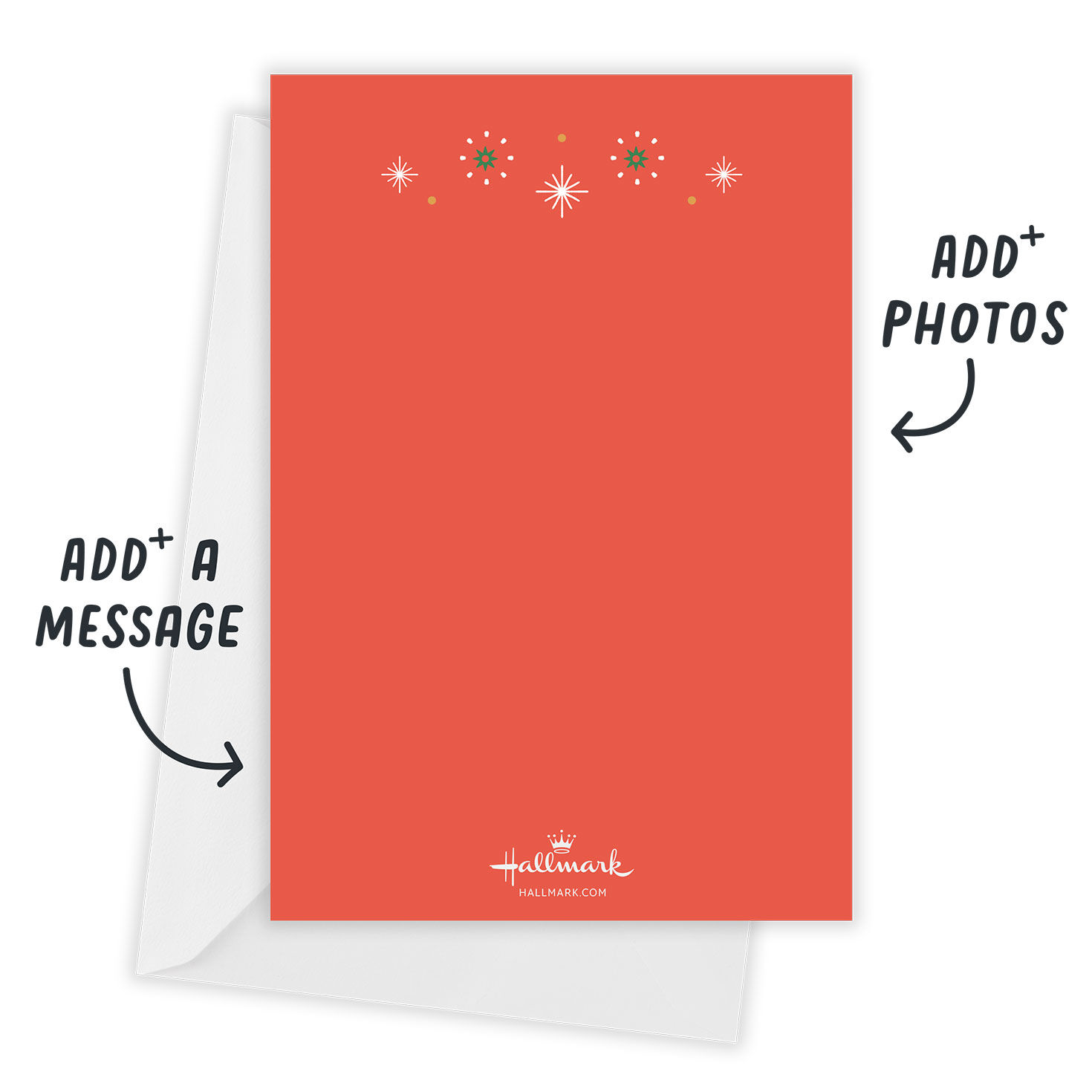 Red Bow With Stars Personalized Christmas Photo Card Open Card with Envelope indicating personalization image number 3