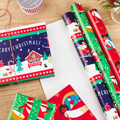 Santa Fun 3-Pack Christmas Wrapping Paper Assortment, 120 sq. ft., 