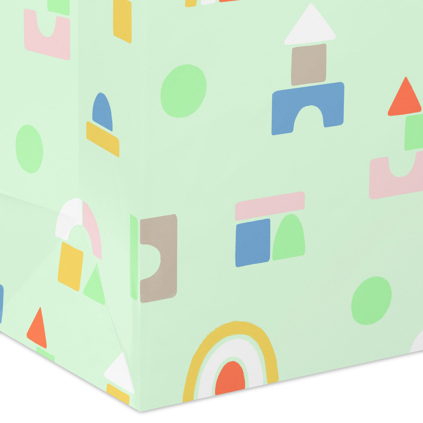 Colorful Blocks on Light Green Gift Bag for Baby Base/Side Detail image number 5