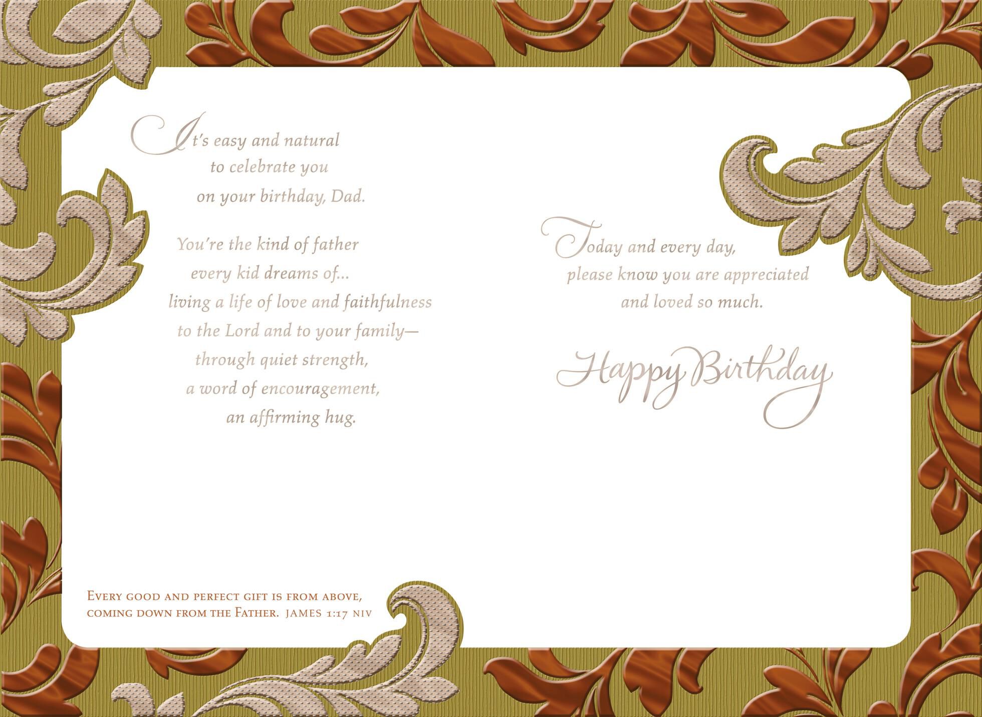 Embossed Foil Leaves Religious Birthday Card for Dad