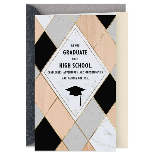Celebrating You Diamond Pattern High School Graduation Card, 