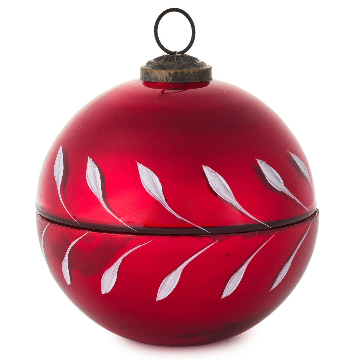 Pine-Scented Candle in Red Glass Ball Ornament back image number 3