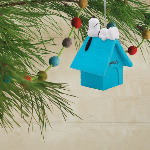 Peanuts® Snoopy on Blue Doghouse Hallmark Ornament, 