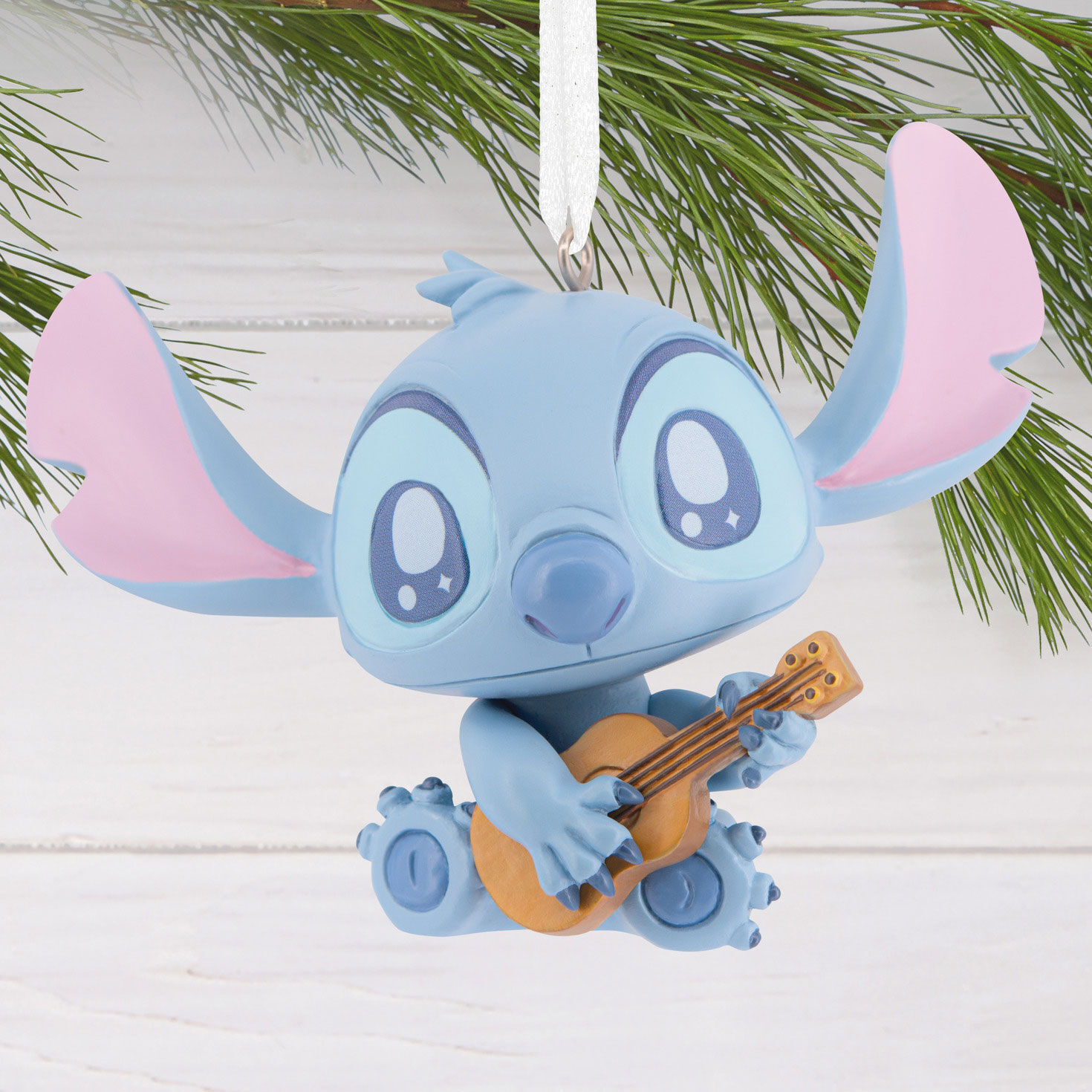 Stitch With Guitar Christmas Ornament hanging on tree image number 2