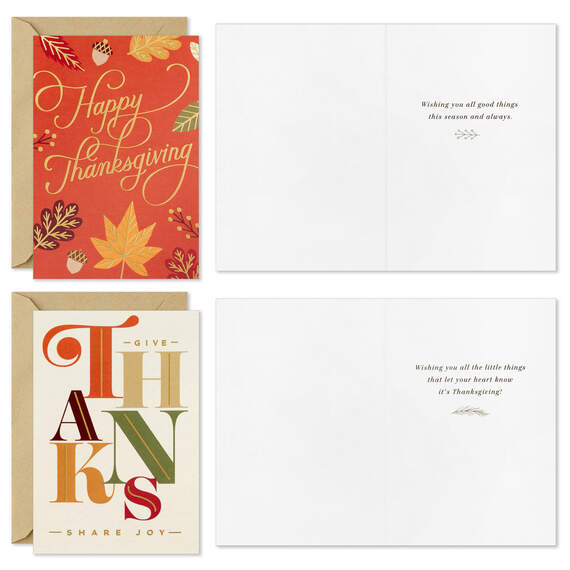 Stylish Lettering Assorted Boxed Thanksgiving Notes, Pack of 72, , large image number 5