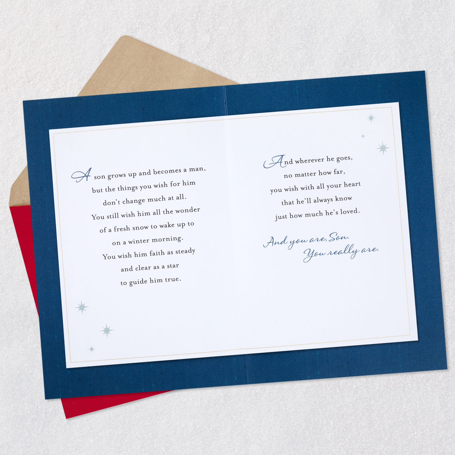 Elegant Gold Snowflake Christmas Card for Son Sentiment image number 4