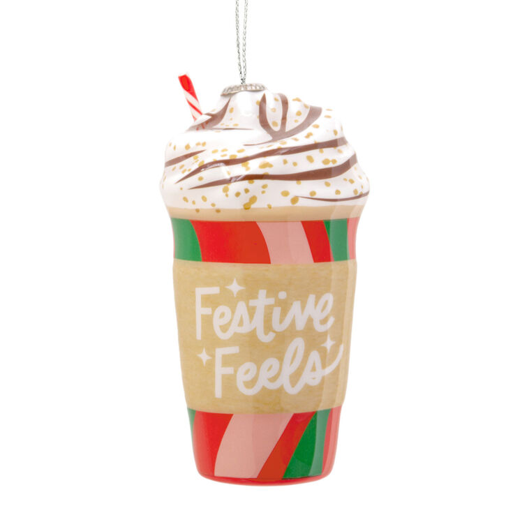 Festive Feels Coffee Cup Shatterproof Hallmark Ornament