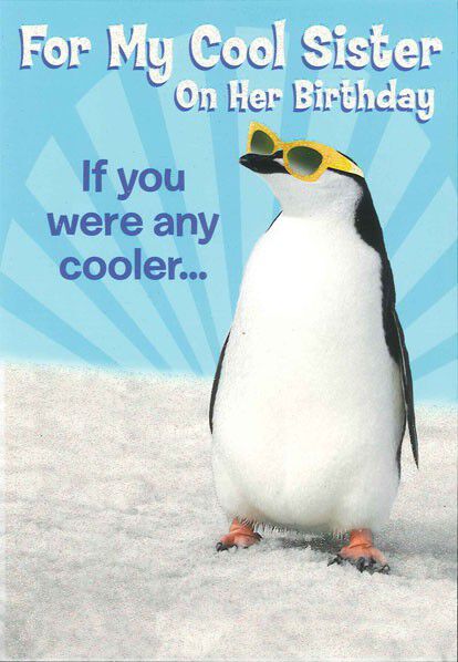 Chill Out Penguin Birthday Card for Sister