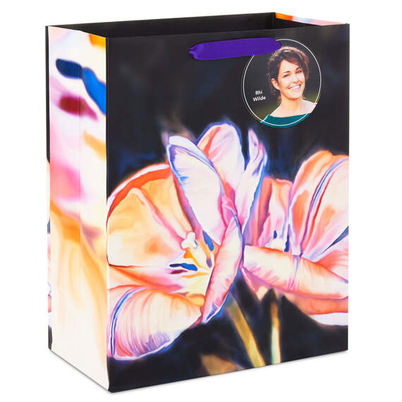 13" ArtLifting Peach Flowers by Rhi Wilde Large Gift Bag