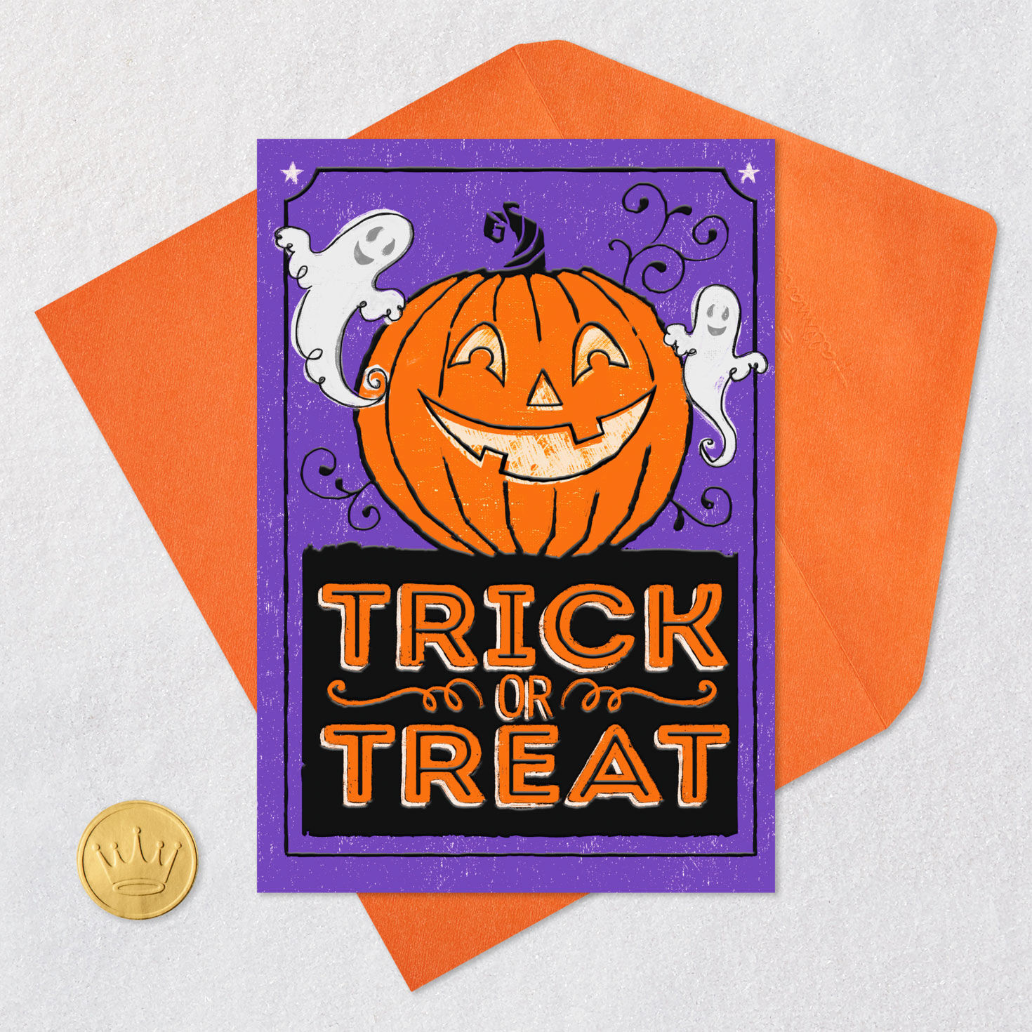 Trick or Treat Jack-o'-Lantern and Ghosts Halloween Card for only USD 0.99 | Hallmark