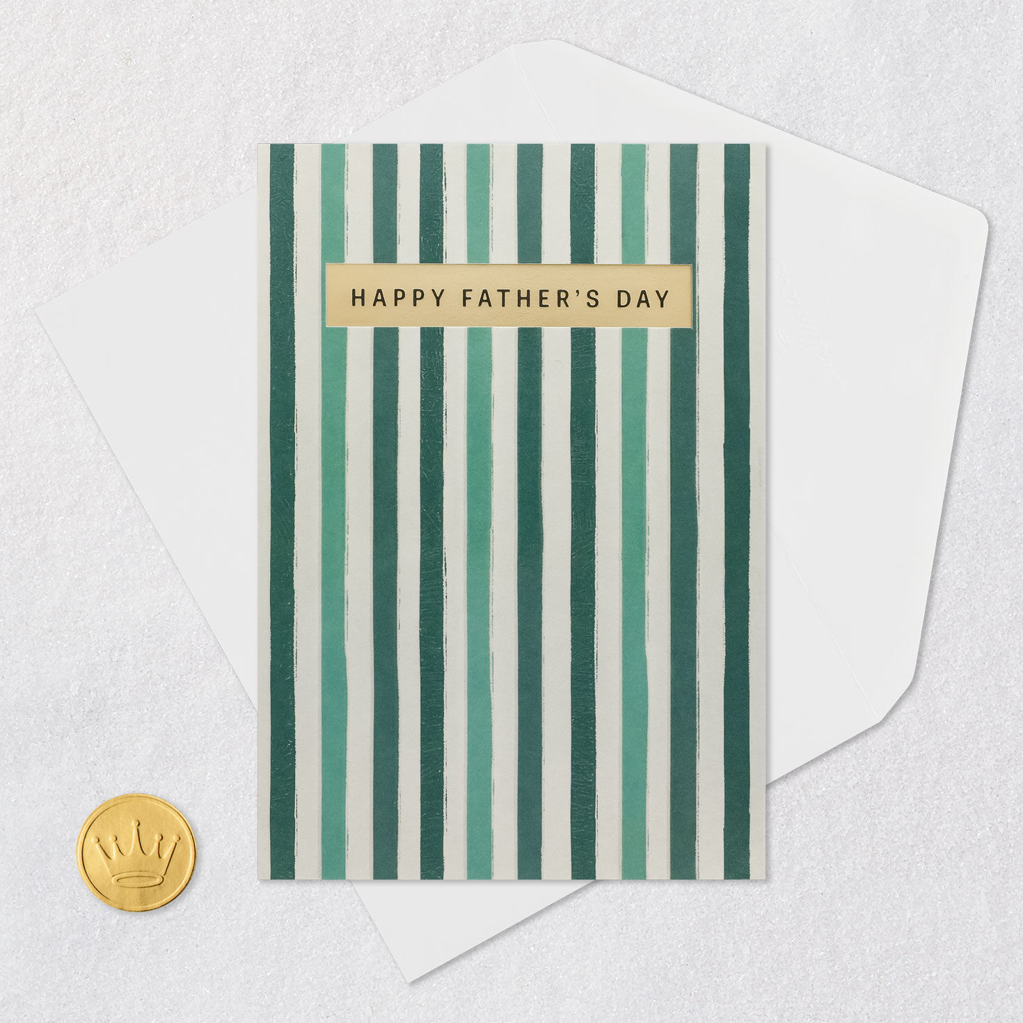 Green and Tan Vertical Stripes Father's Day Card Card Front with Envelope and Gold Seal image number 5