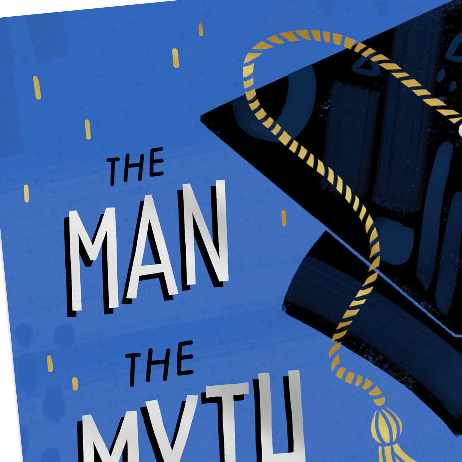 Grad Cap Blue and Silver Graduation Card for Him Card Front Detail image number 4