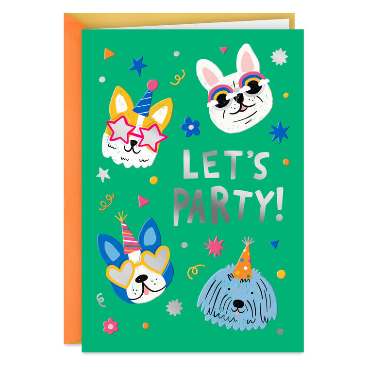 Party Animal Dogs Birthday Card for Kids, , large image number 1