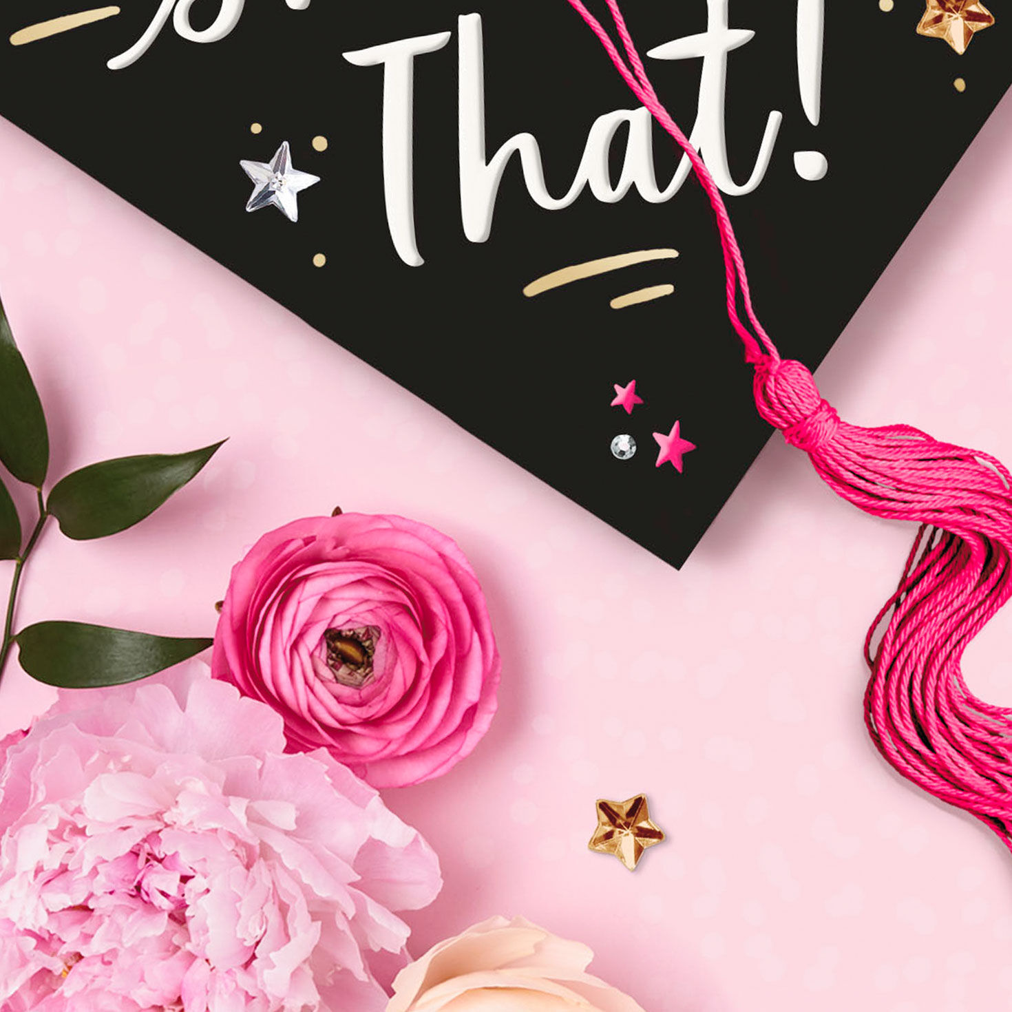 Decorated Cap and Flowers Graduation Card for Her Card Front Detail image number 4