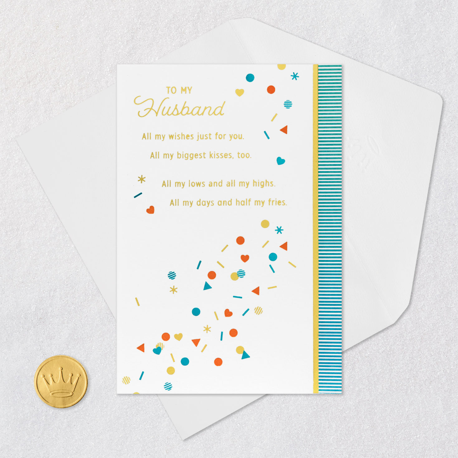 Upscale Confetti Birthday Card for Husband Card Front with Envelope and Gold Seal image number 5