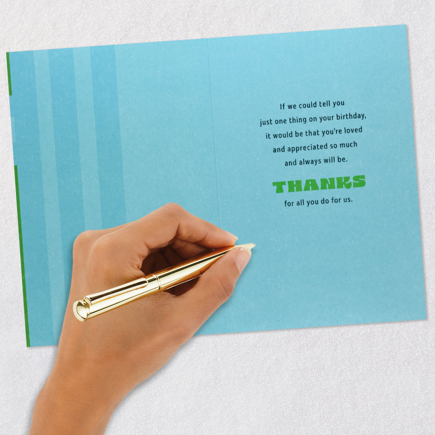 Retro Letters on Green Birthday Card for Dad from Us Signing card image number 6