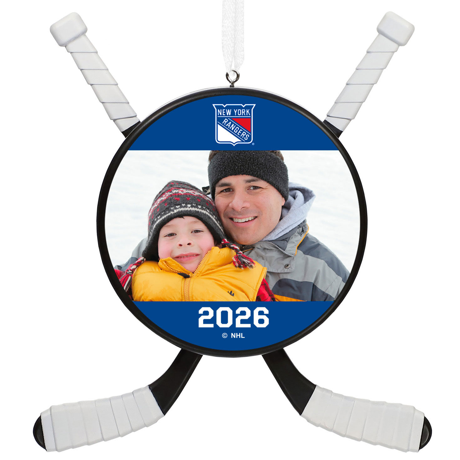 NHL New York Rangers® Hockey Personalized Ornament, Custom Photo and Text