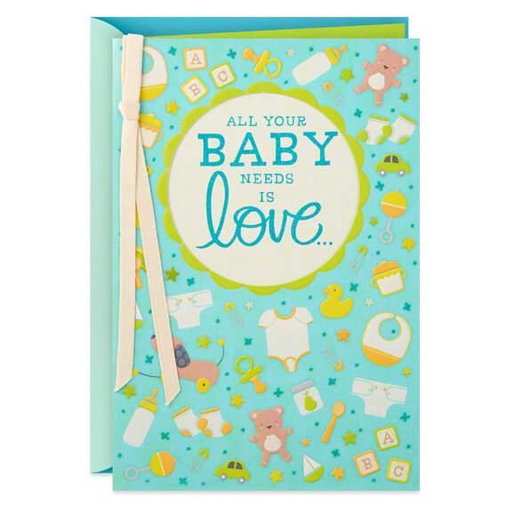 All He Needs Is Love New Baby Boy Card, , large image number 1