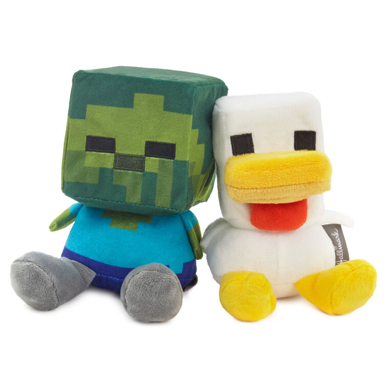 Better Together Minecraft Baby Zombie and Chicken Magnetic Plush Pair, 5.25" H