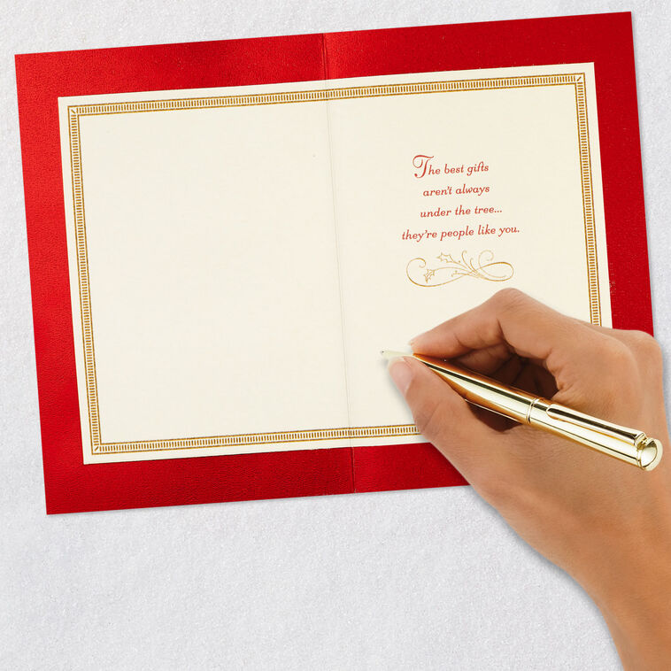 Elegant Gold and Red Tree Christmas Card Signing card image number 6