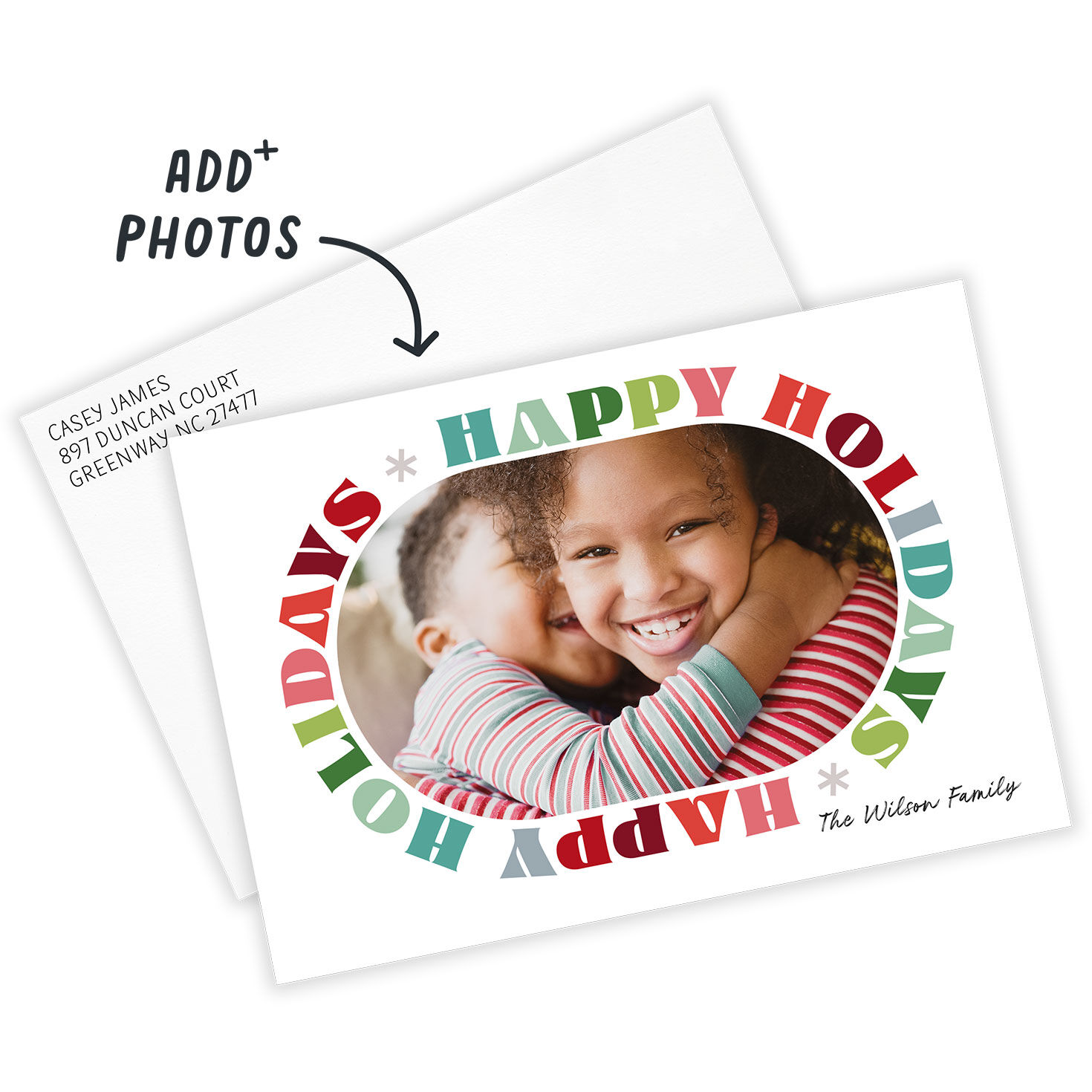 Hallmark Lettering Colorful Lettering Playful Flat Holiday Photo Card - Photo Cards | Hallmark