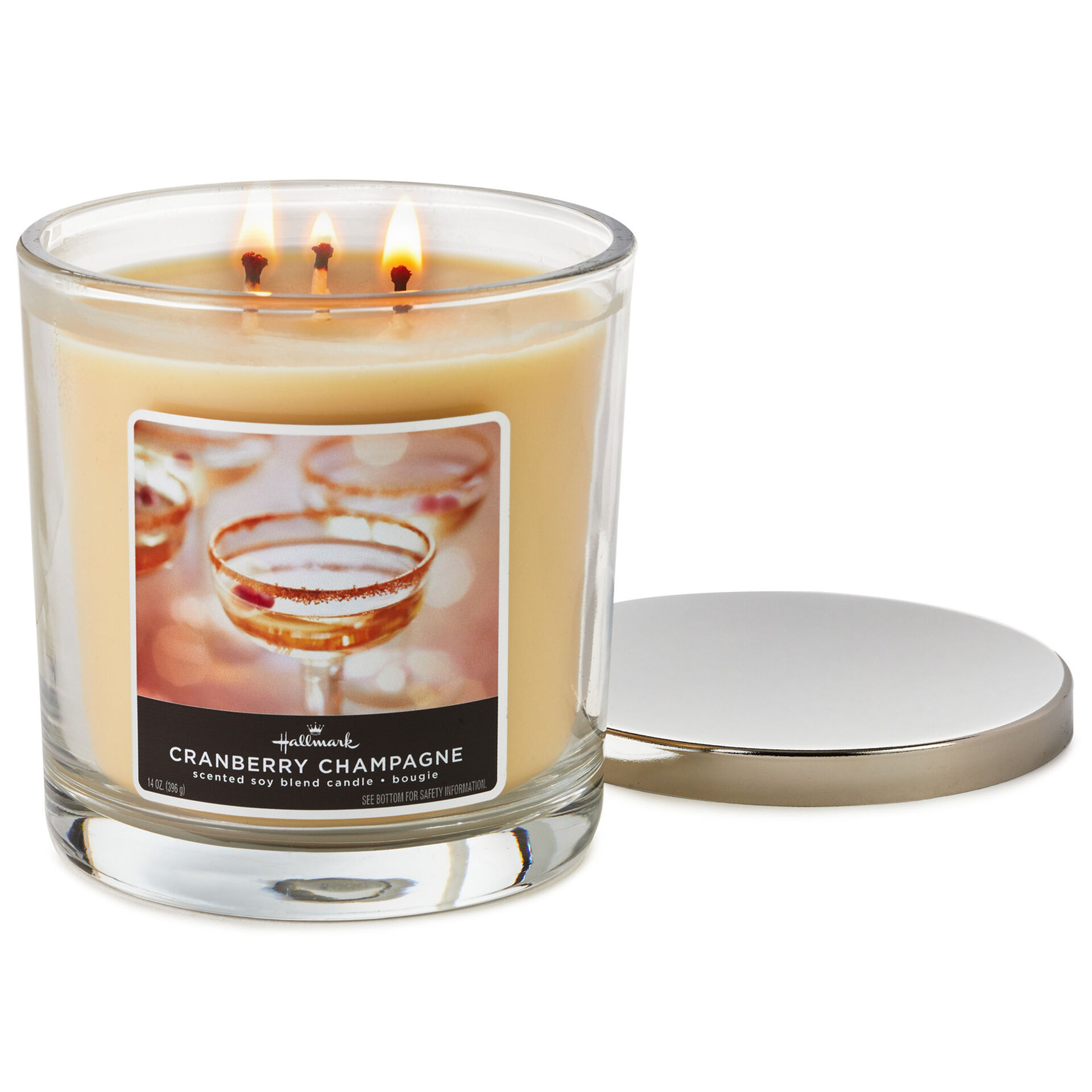 Cranberry Champagne 3Wick Jar Candle, 14 oz. Candles Hallmark