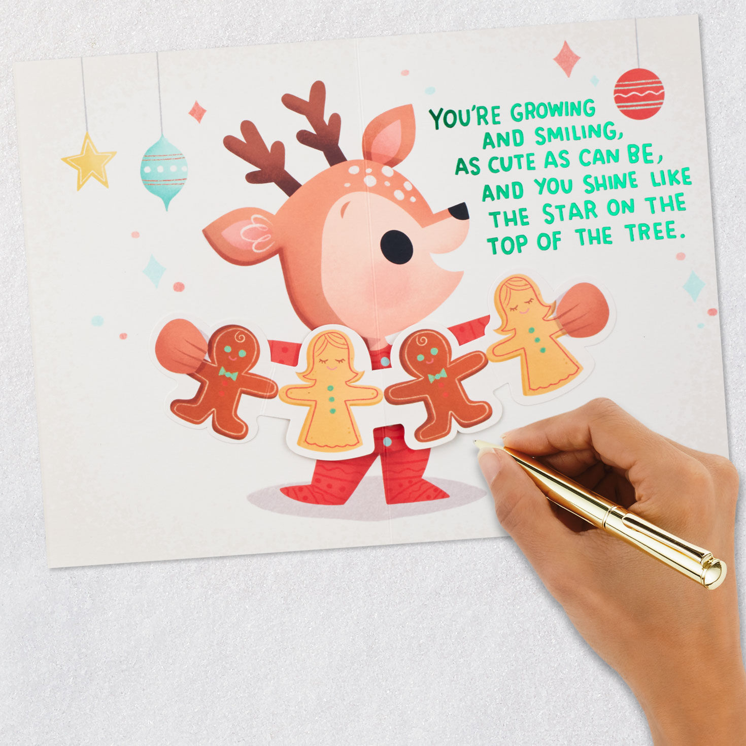 Love and Joy Pop-Up Baby's First Christmas Card for Grandson, , large image number 6