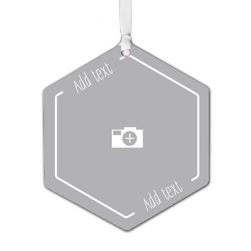 Design-Your-Own Hexagon Personalized Text and Photo Metal Ornament, 