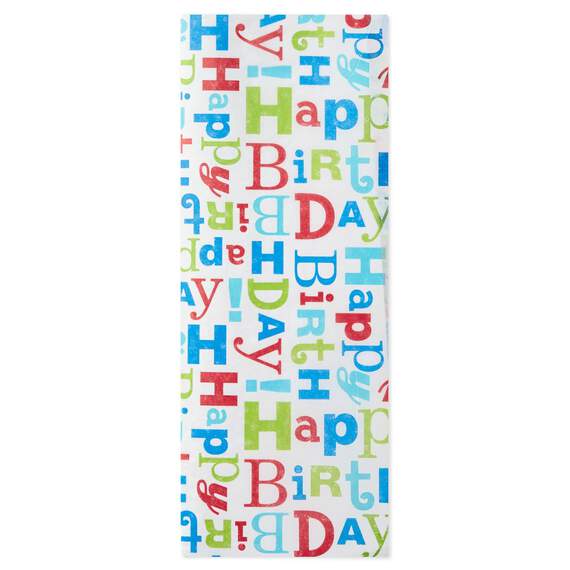 Cool Multicolor Happy Birthday Tissue Paper, 4 sheets