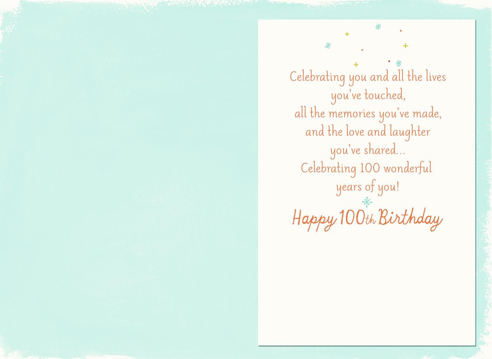 100 Years Wonderful 100th Birthday Card