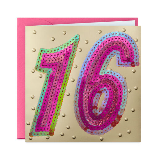 Sequined Sweet 16 Birthday Card for Her, 