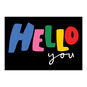 Hello in Colored Letters Personalized Card front image number 2