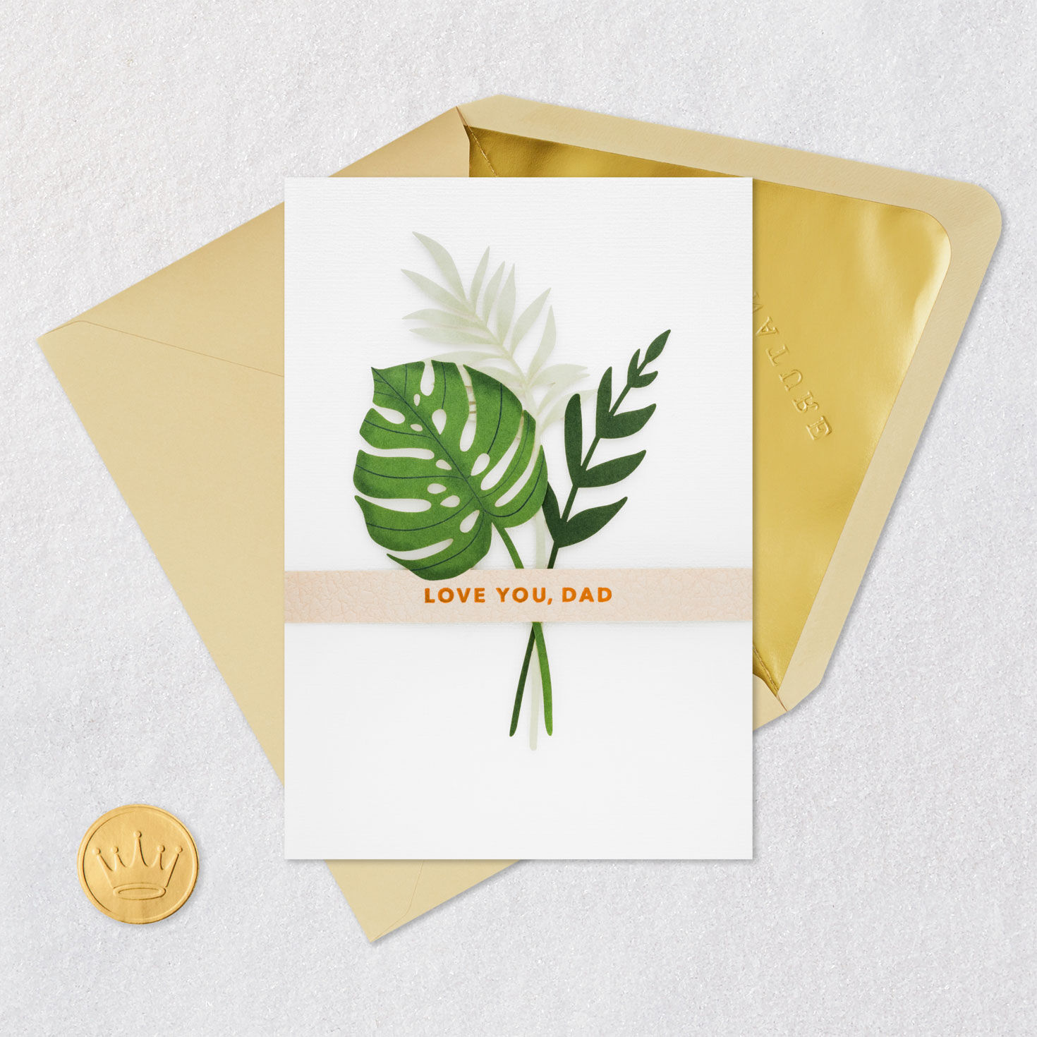 Tropical Leaves Love Father's Day Card for Dad Card Front with Envelope and Gold Seal image number 5