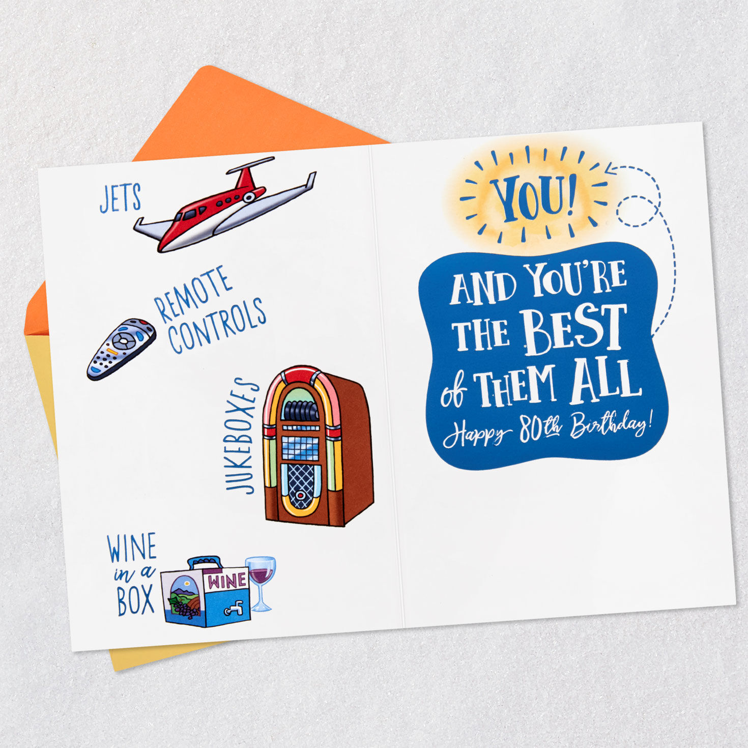 Inventions Funny 80th Birthday Card Open card with envelope image number 5
