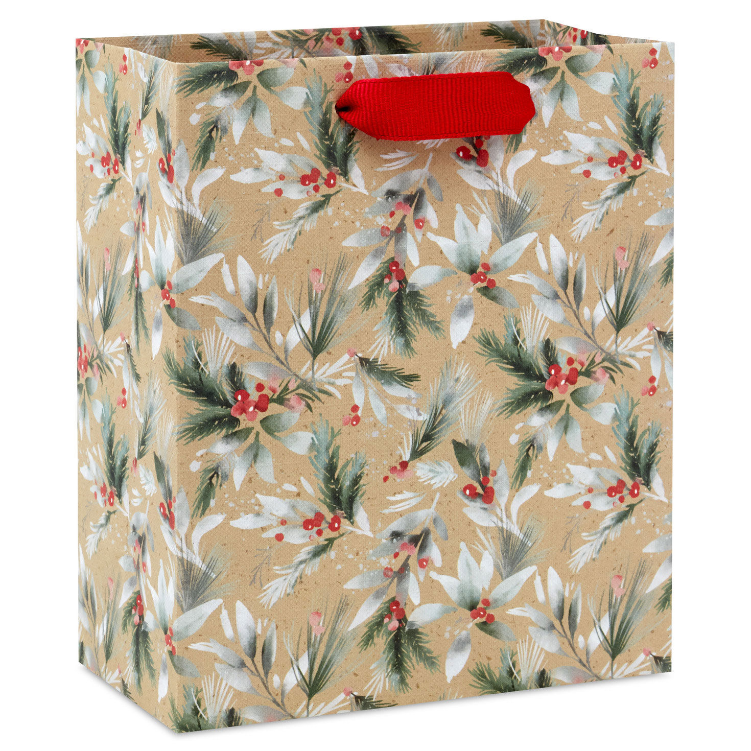 6.5" Holly and Berries on Kraft Small Holiday Gift Bag for only USD 2.49 | Hallmark