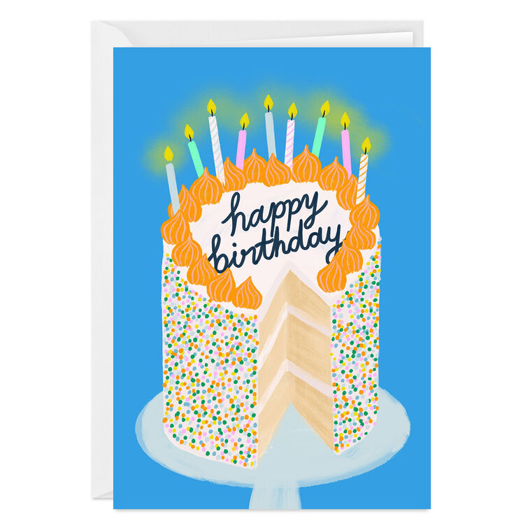 Cake and Candles Custom Birthday Card