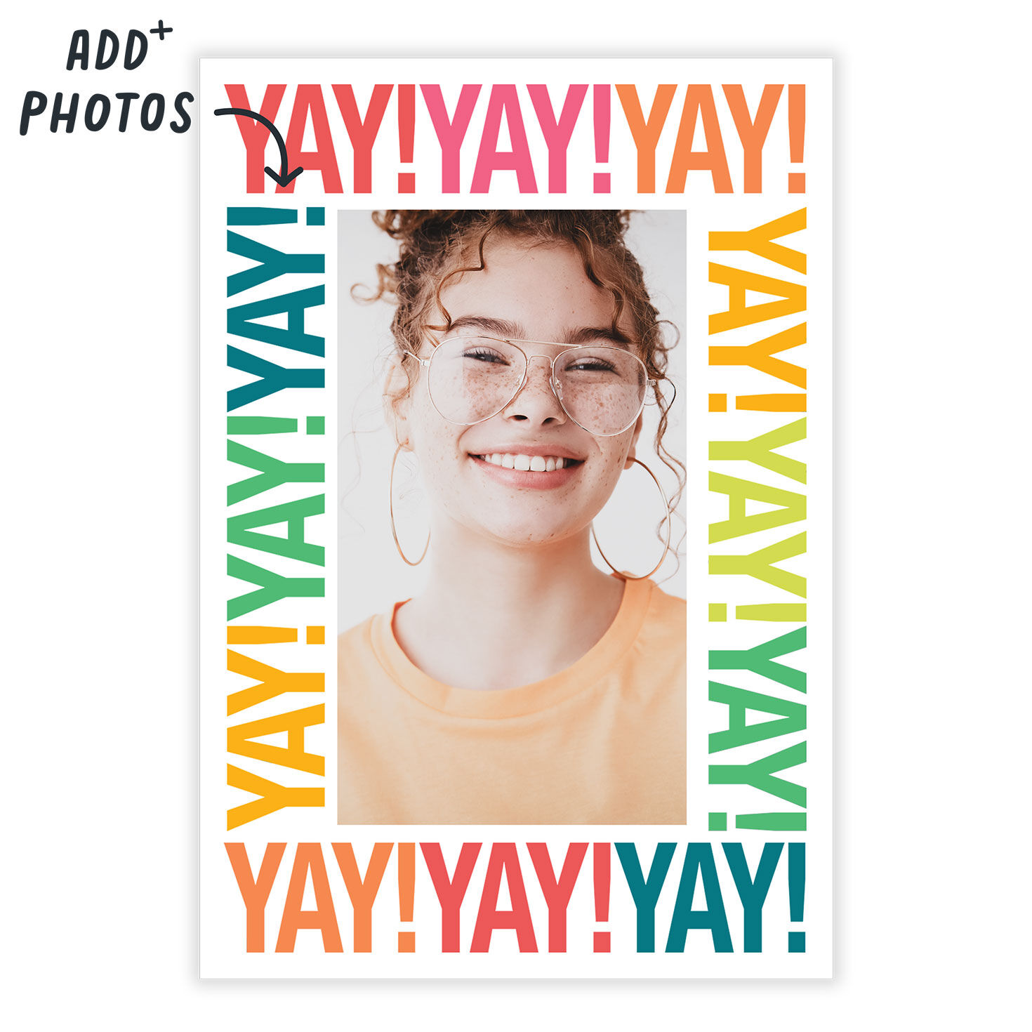 Personalized Colorful Yays Celebrate Blank Photo Card  image number 2