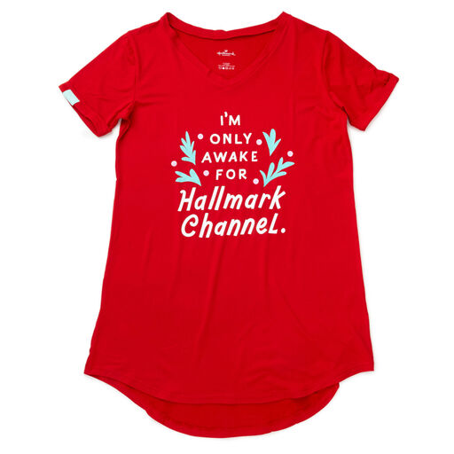 Hallmark Channel Only Awake Oversized Women's Red Sleep Shirt, 