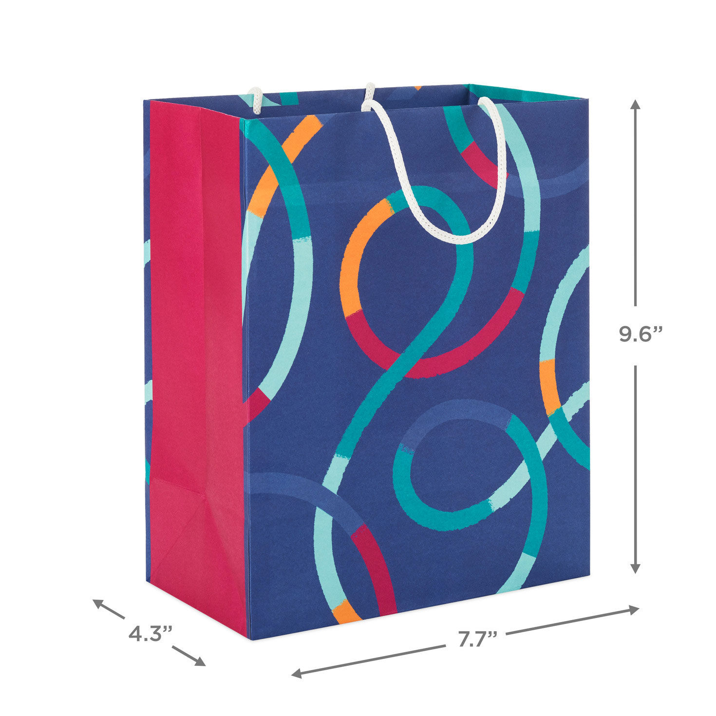 Colorful Loops on Blue Medium Gift Bag measurement image number 3