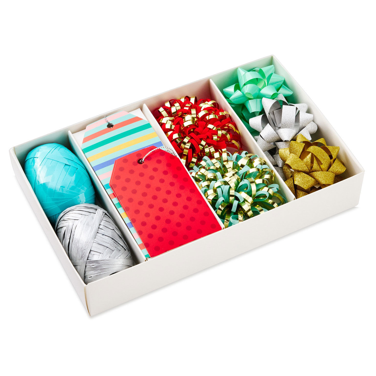 Aqua, Red, Gold Bows, Ribbons and Gift Tags Pack packaged image number 2