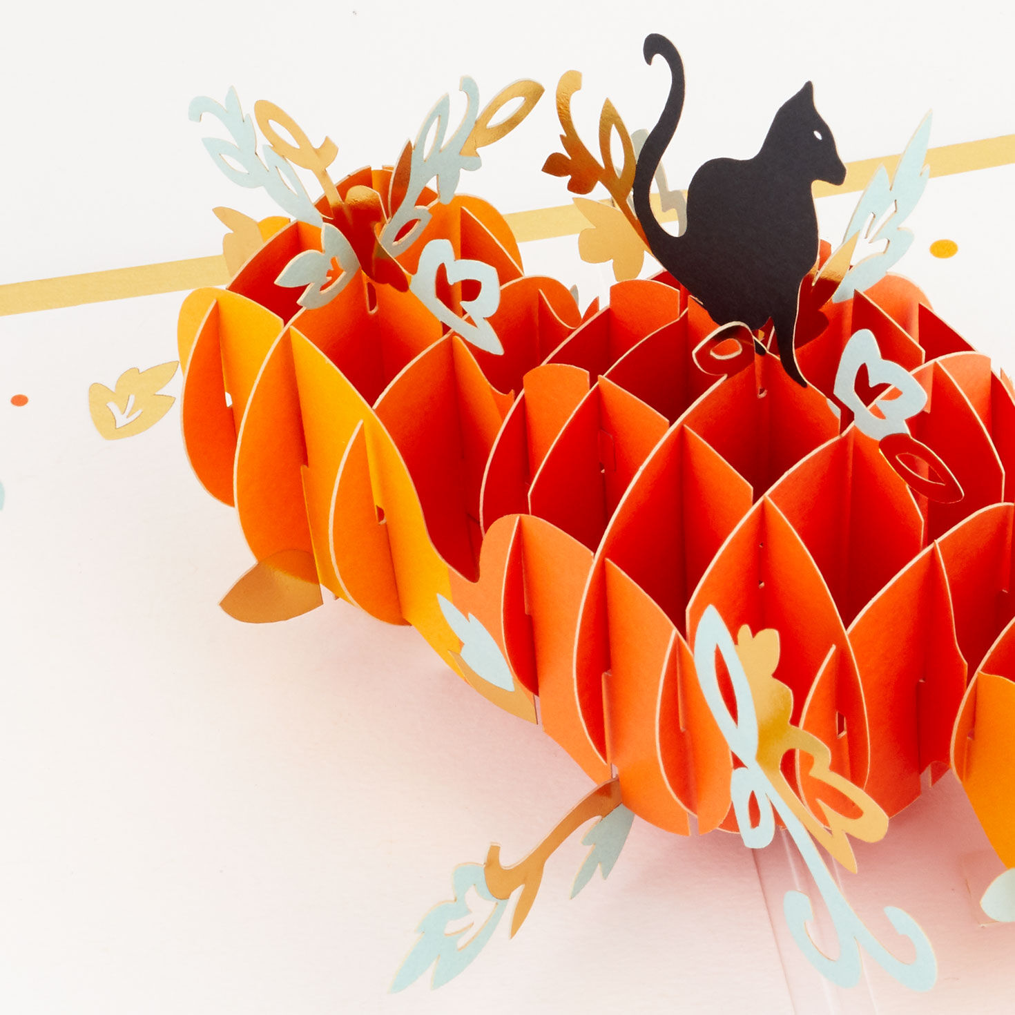 Black Cat on Pumpkin Pop-Up Halloween Card Pop-up Card Detail image number 4