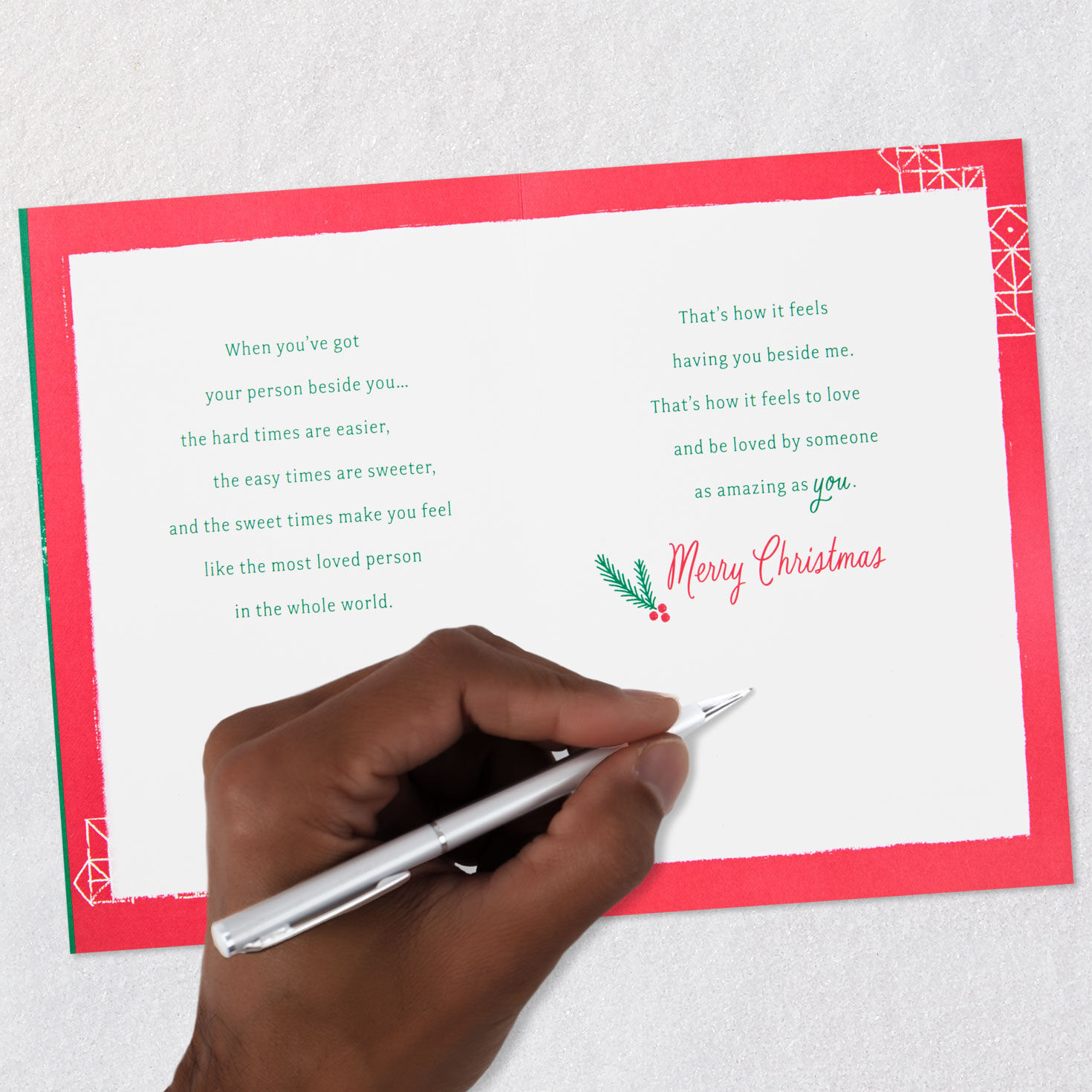 Festive Holiday Stockings Wife Christmas Card Signing card image number 8